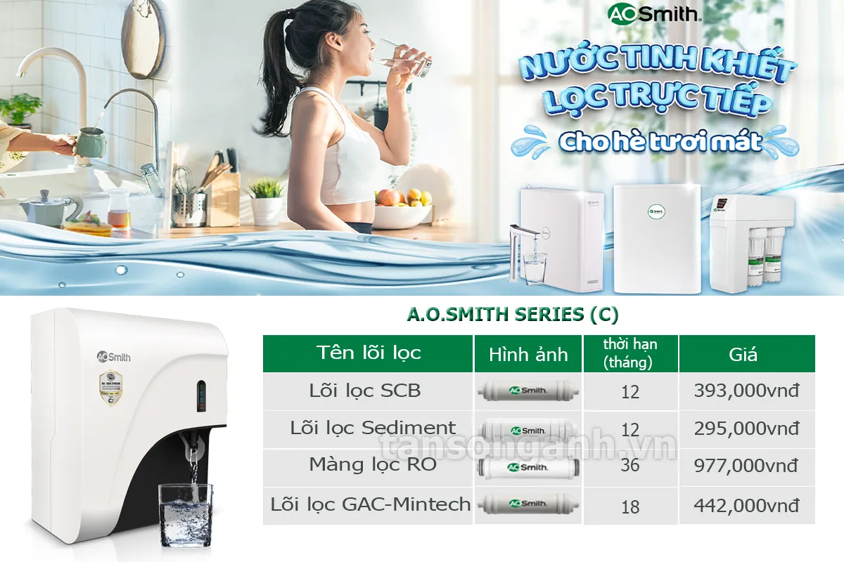 Giá thay lõi lọc nước Ao smith C
