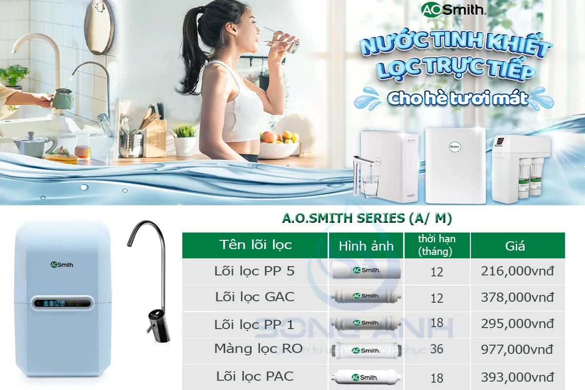 Bảng giá thay lõi lọc nước Ao Smith A2