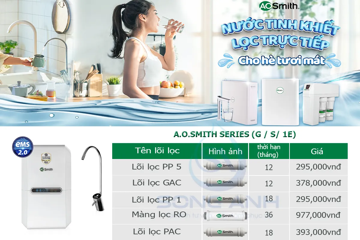 Giá thay lõi lọc nước Aosmith G2